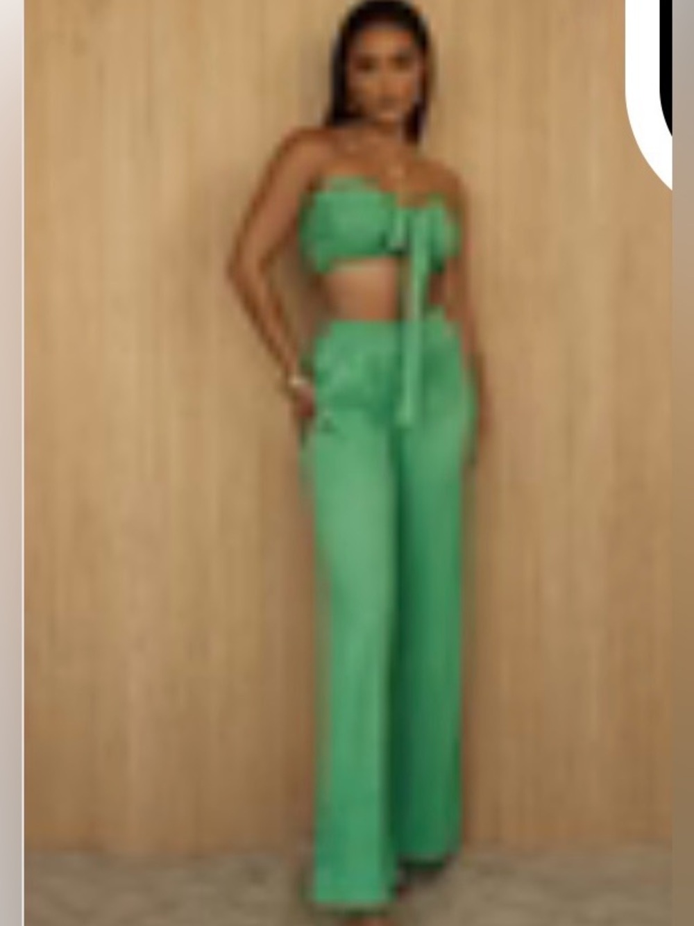 JLUXLABEL Bright Green Elastic Waist Wide Leg Pant